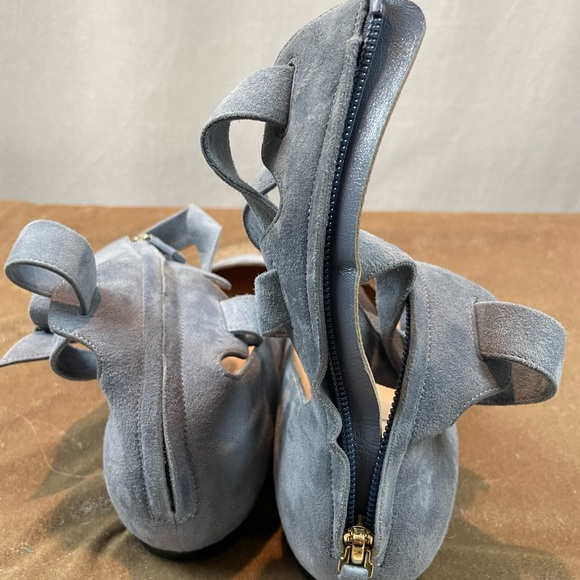 VALENTINO Garavani Suede Ankle Wrap Blue Suede Ballet Flats IT 38.5 - Picture 9 of 13